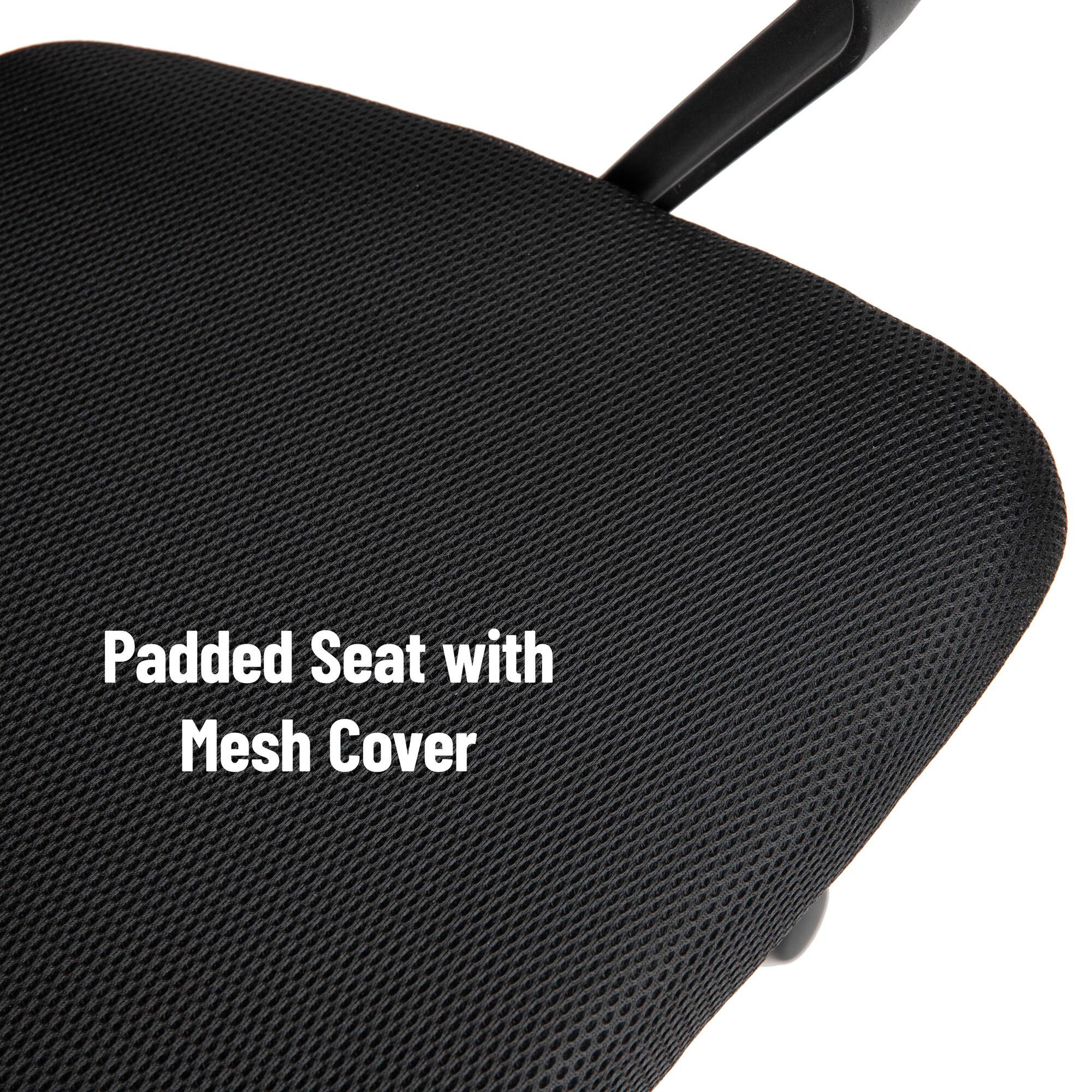 Mind Reader Office Chair with Wheels, Height Adjustable, Desk Chair, Office, 23"L x 21"W x 34.25-38"H, Black